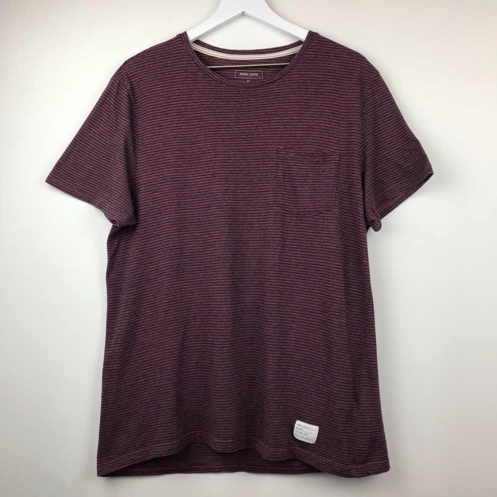 Adam Levine Maroon & Navy Striped Short Sleeve Tee